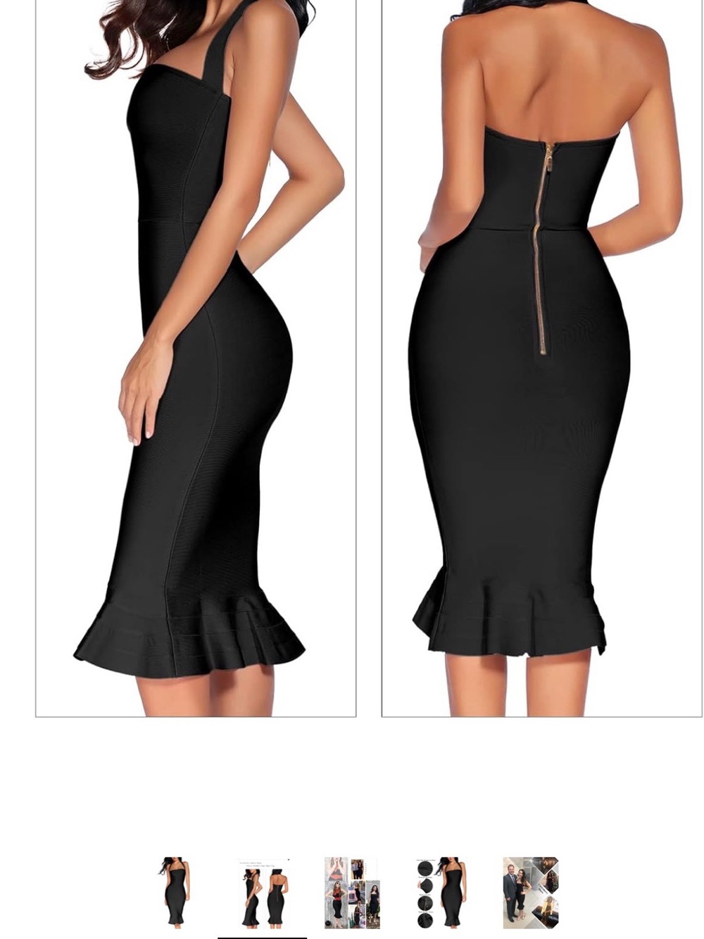 Black Ruffle-Hem Bodycon Dress